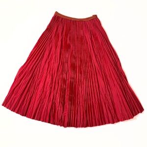 Tia Cibani Hot Pink Accordion Pleat Midi Skirt Womens SZ 4 Coquette Chic Barbie